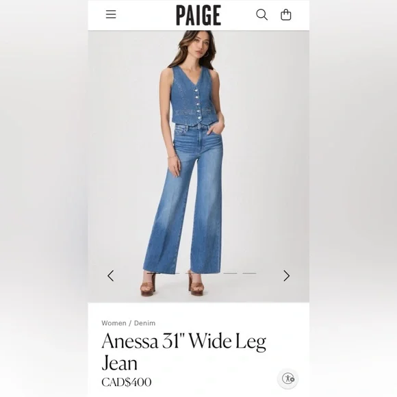 NWT Size 32 - Pagie Anessa Cotton Wide Leg Jean FLAMENCO DISTRESSED - Picture 2 of 15